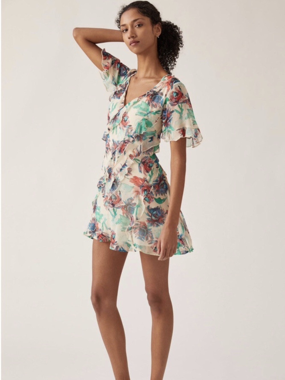 Anthropologie Soft Printed Mini Dress Watercolour Print